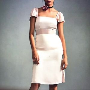 Anthropologie Satin and Sheer Sheath Dress New Size 14